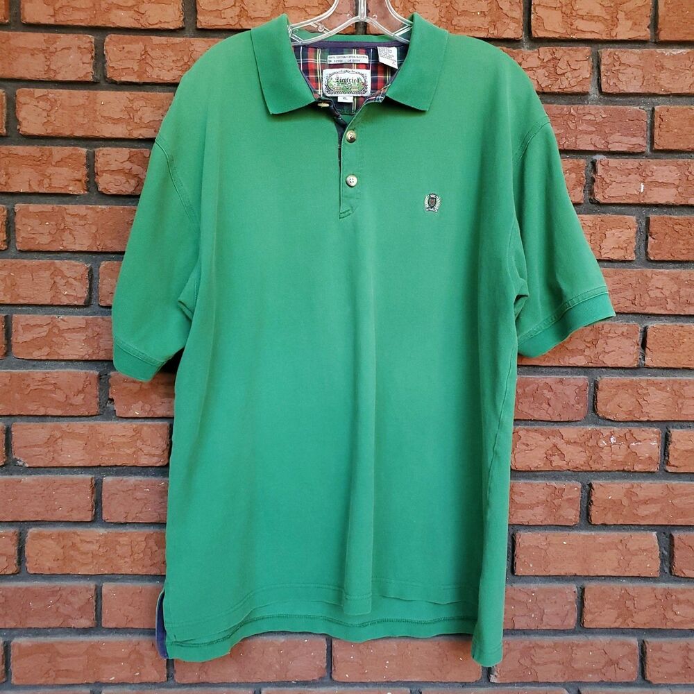 VTG 90s Polo Shirt Mens XL Kelly Green Short Sleeve Cotton Preppy Golf Siegfried